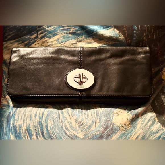 Coach F13580 Y2K Madeline Leather Foldover Clutch (Black/Pink) - EUC - Picture 1 of 13